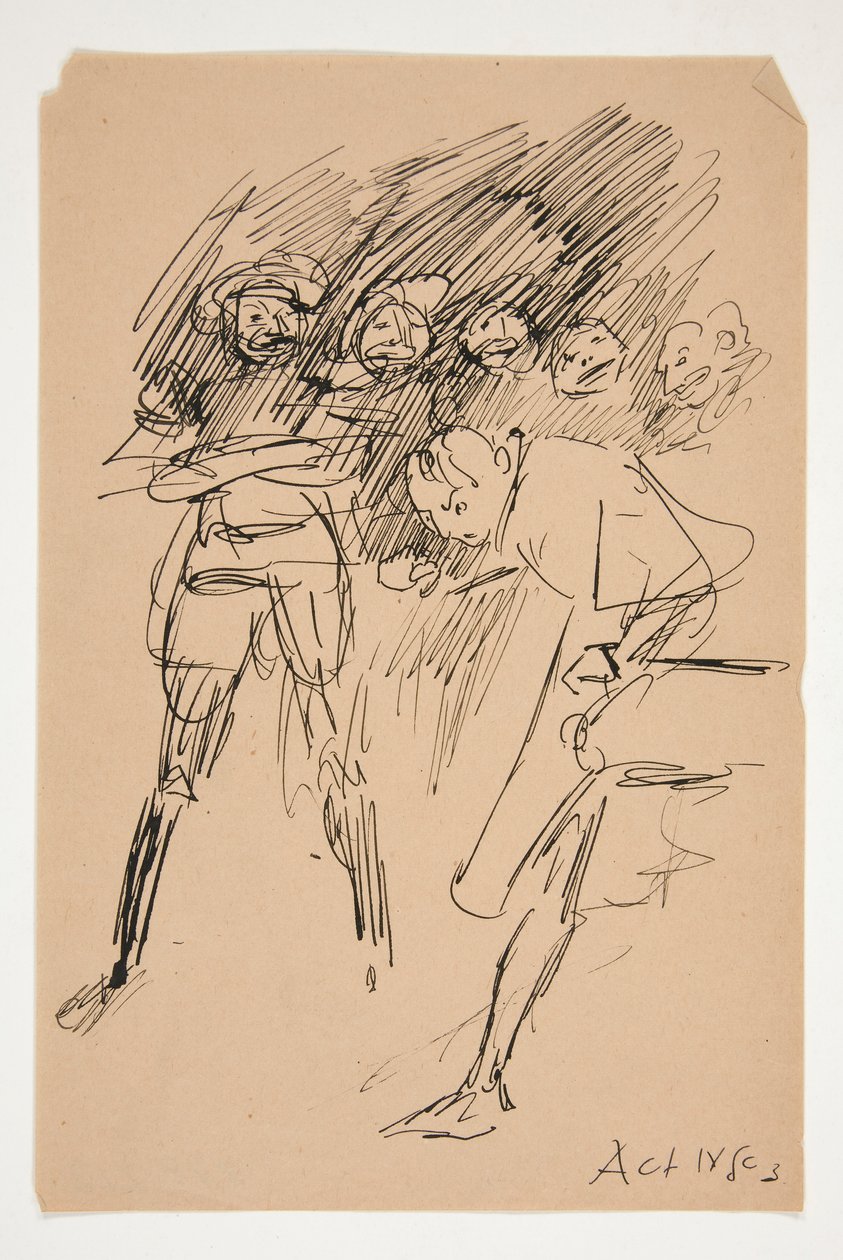 Foreløbig skitse til akt IV, scene III, alle af Edwin Austin Abbey