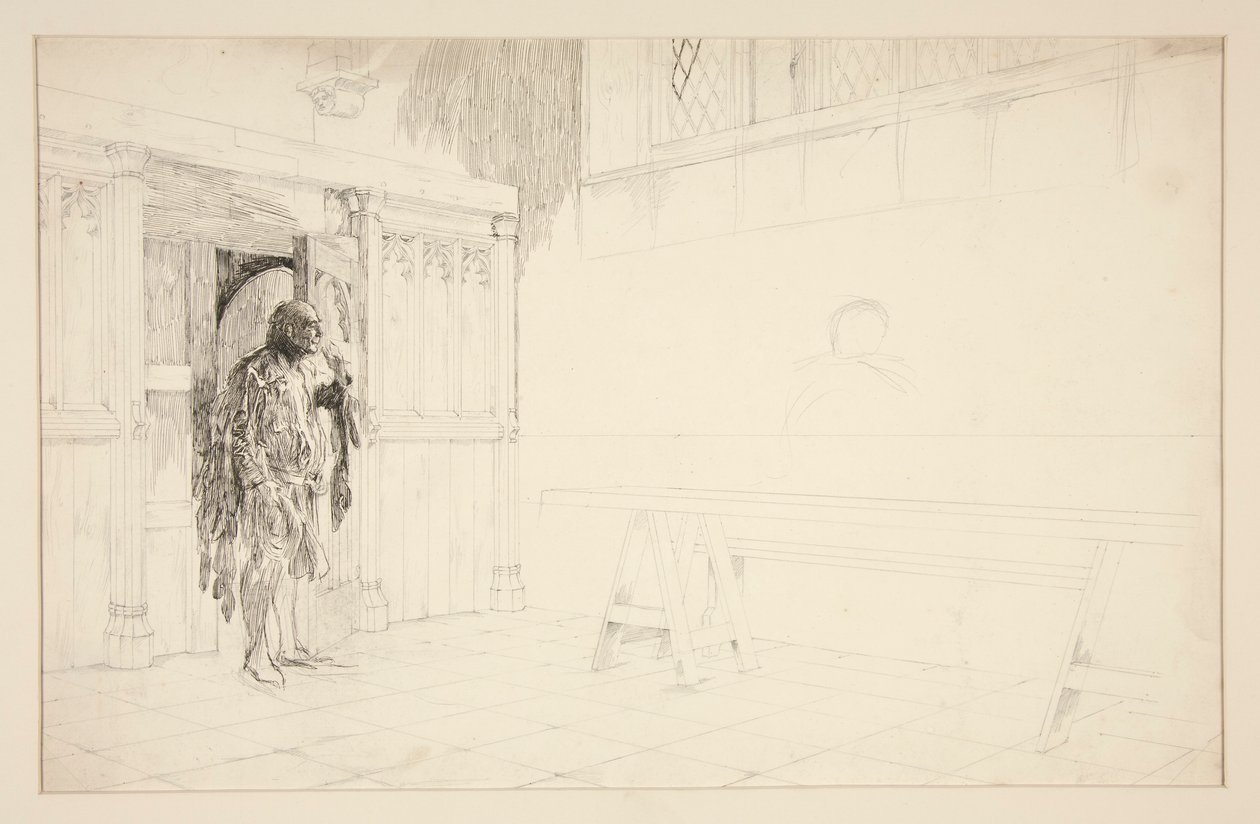 Foreløbig skitse til Merry Wives of Windsor af Edwin Austin Abbey