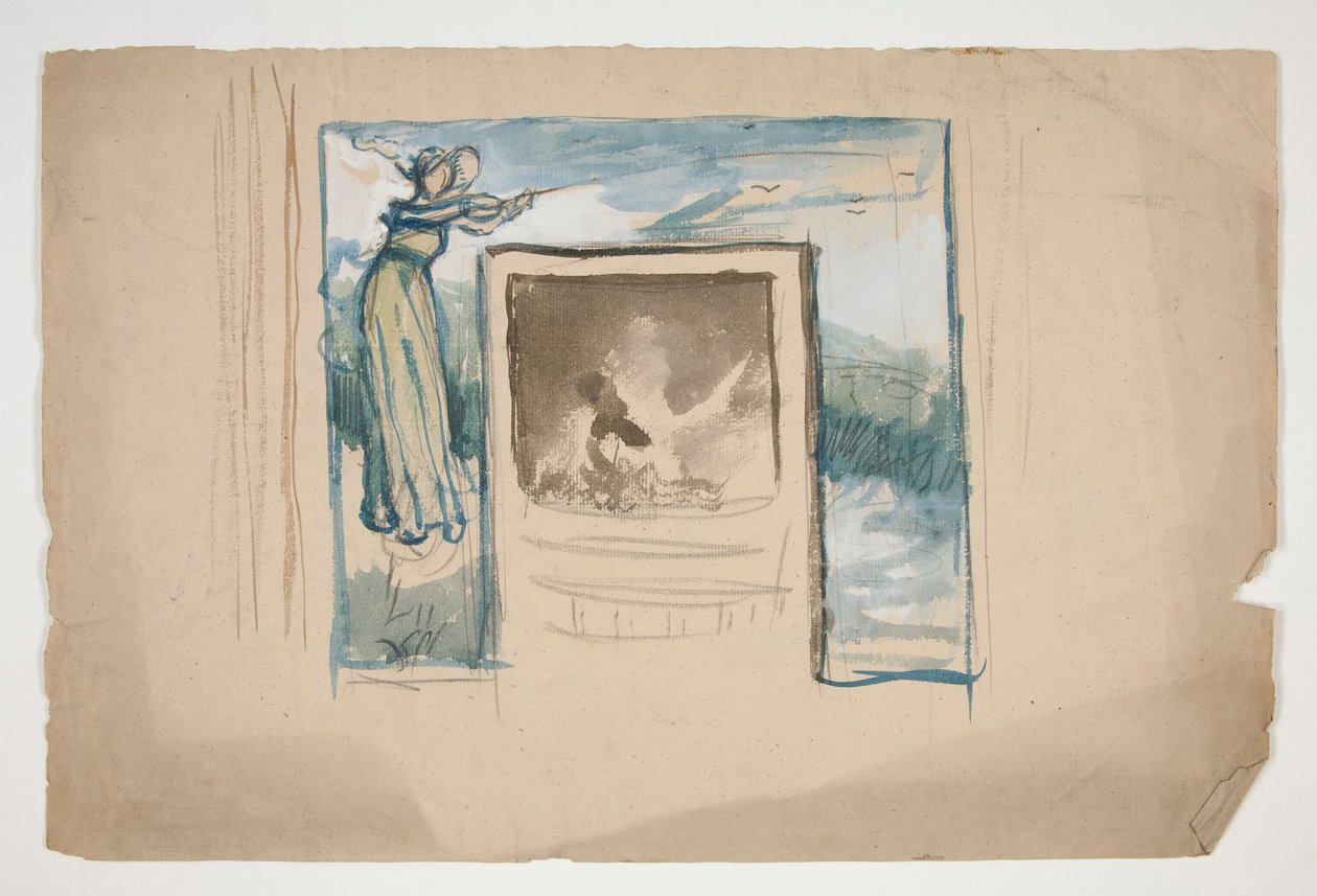 Foreløbig skitse til en flisepejseindfatning af Edwin Austin Abbey