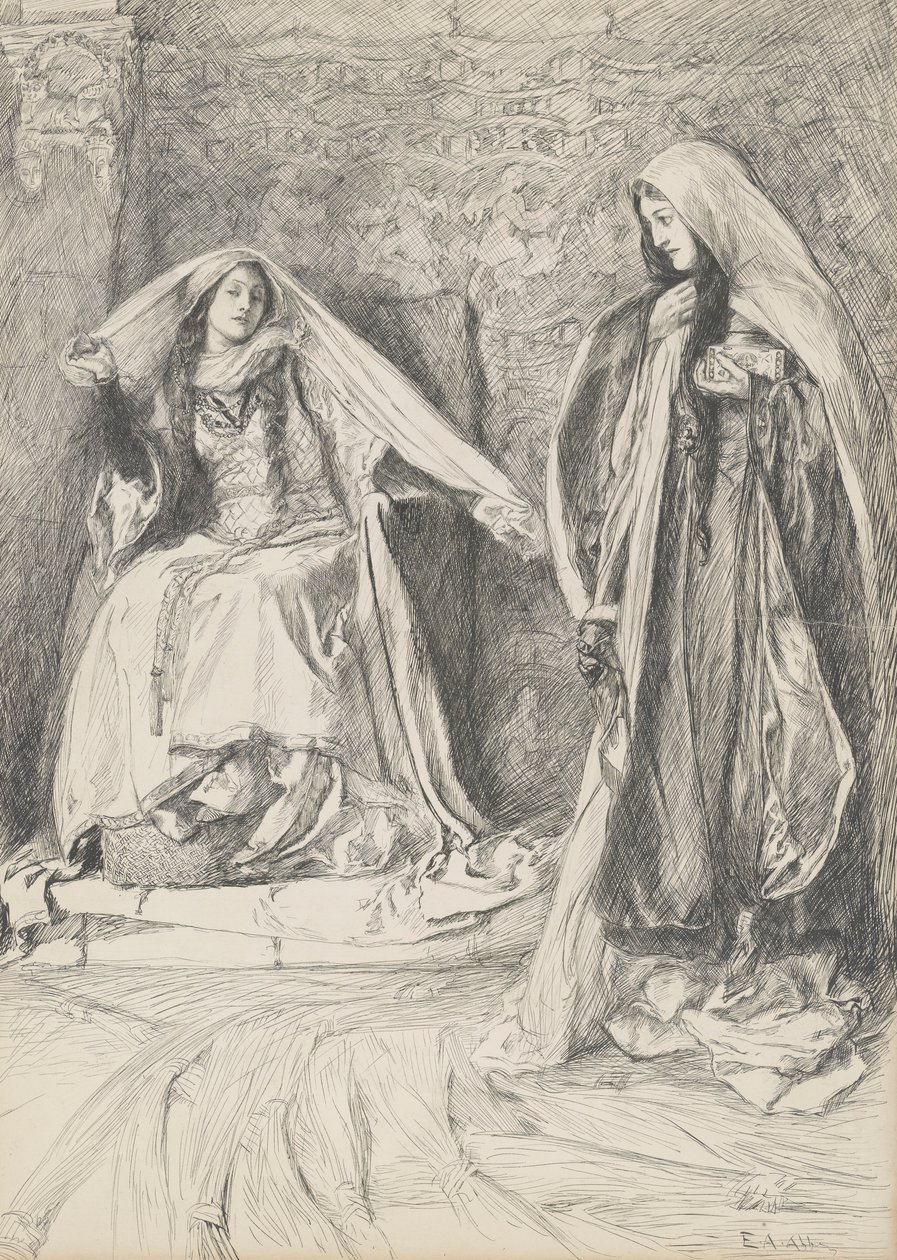 Rebecca og Rowena, illustration til Ivanhoe af Edwin Austin Abbey