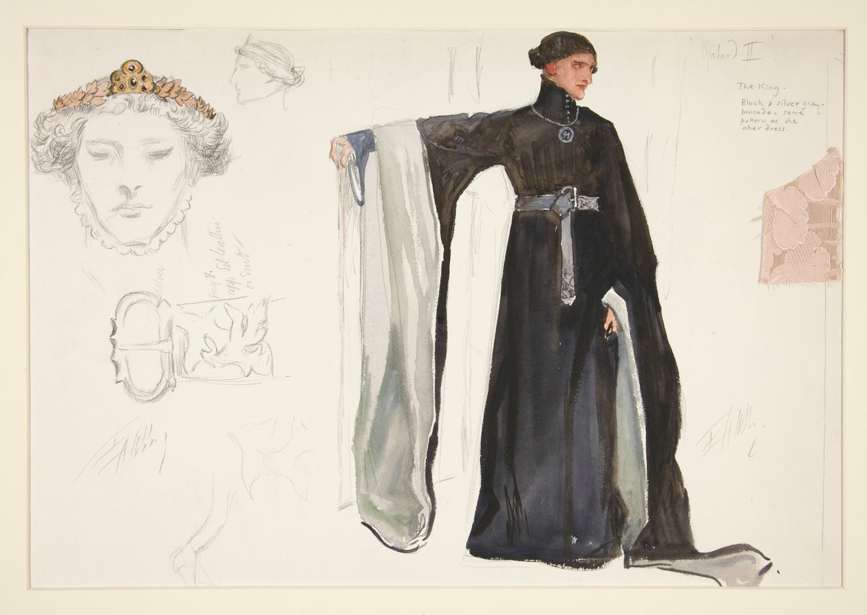 Richard II (i sort), kostumeskitse til Henry Irving af Edwin Austin Abbey