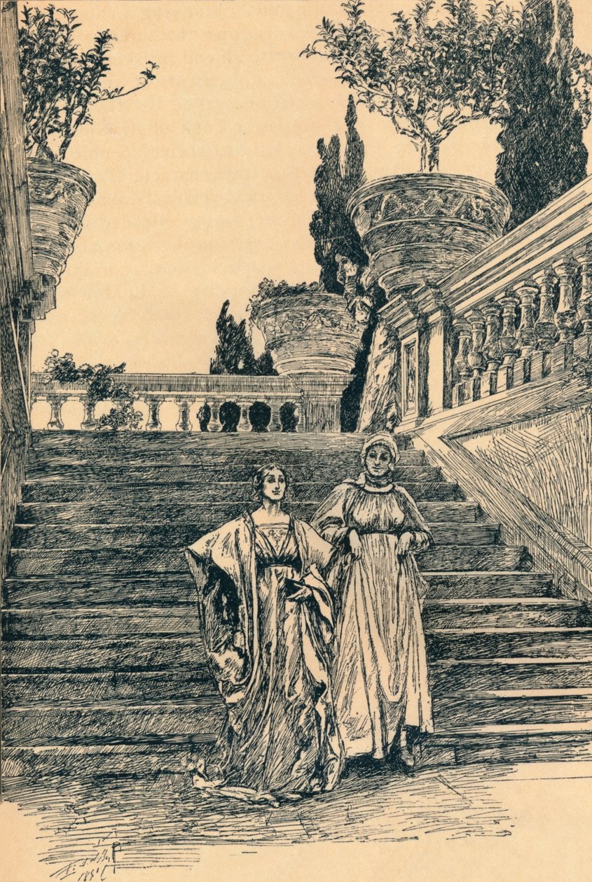 Scene fra Much Ado about Nothing, c1890 af Edwin Austin Abbey