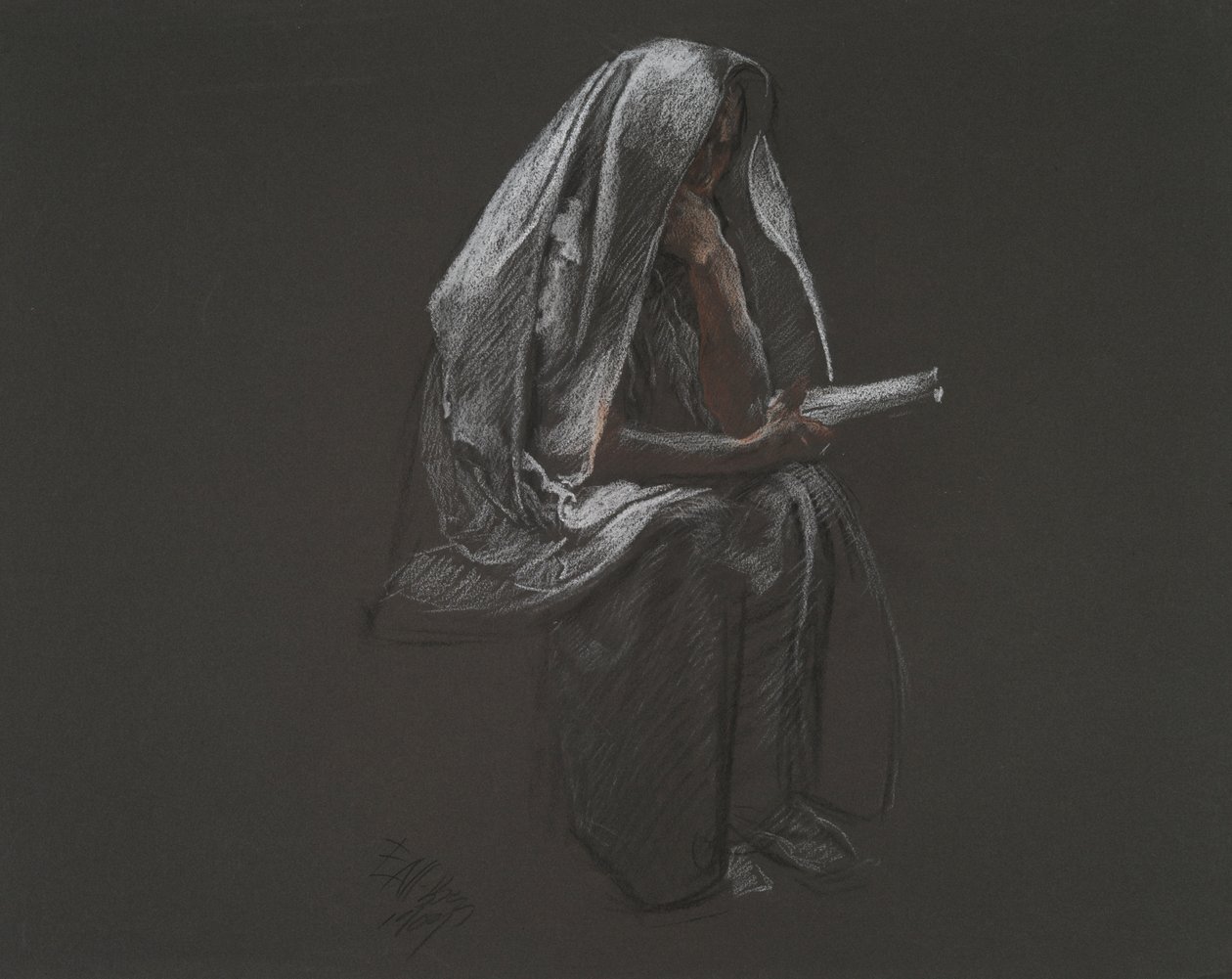 Siddende figur for af Edwin Austin Abbey