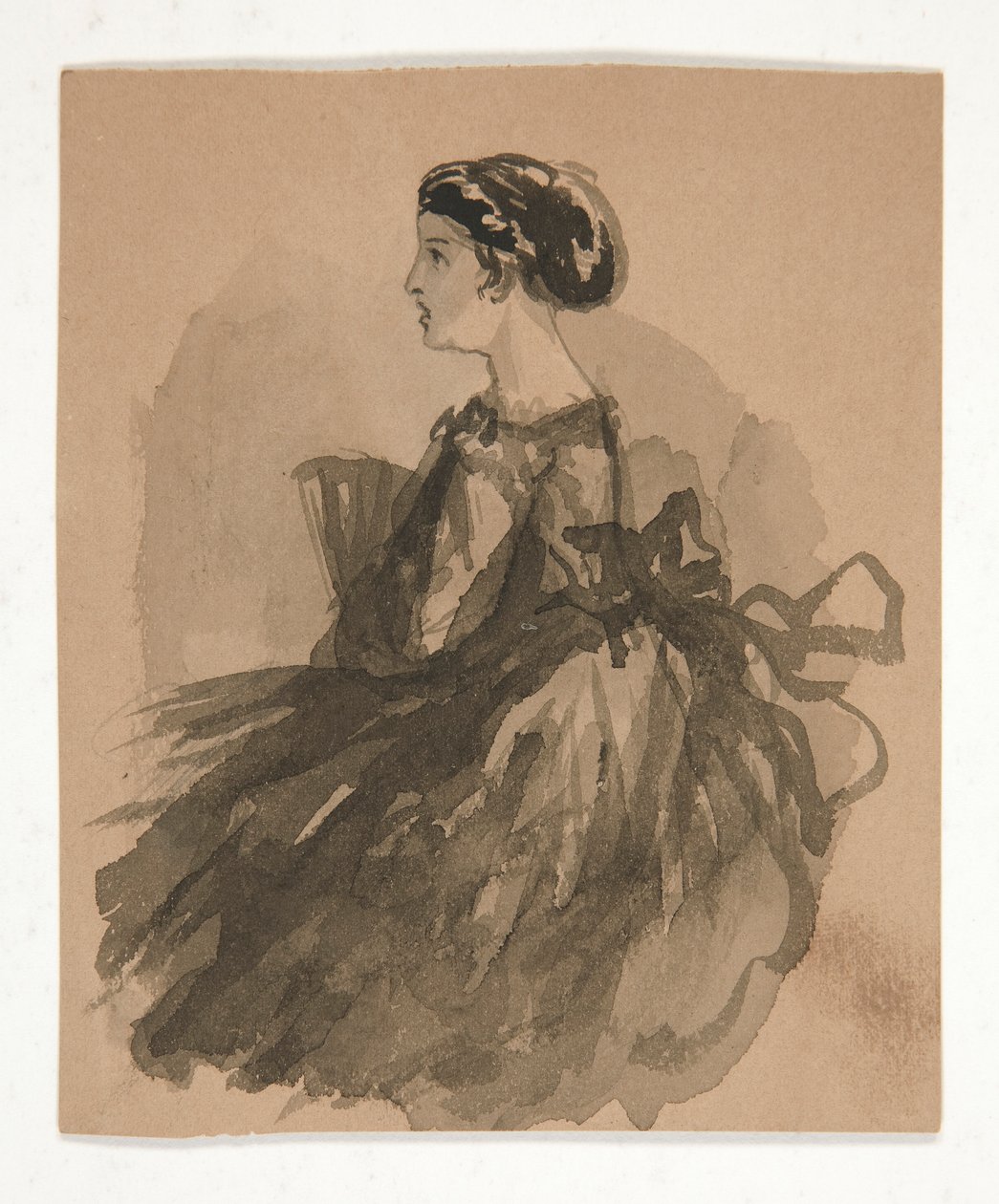 Siddende kvinder (recto); Fem skitser af hoveder (verso) af Edwin Austin Abbey
