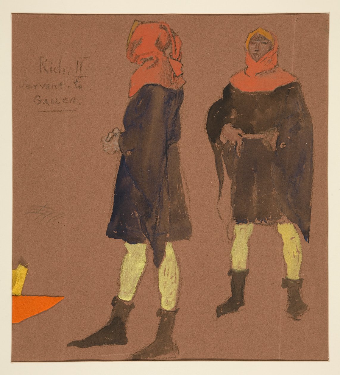 Sewart til Gaoler, kostumeskitse til kong Richard II af Edwin Austin Abbey