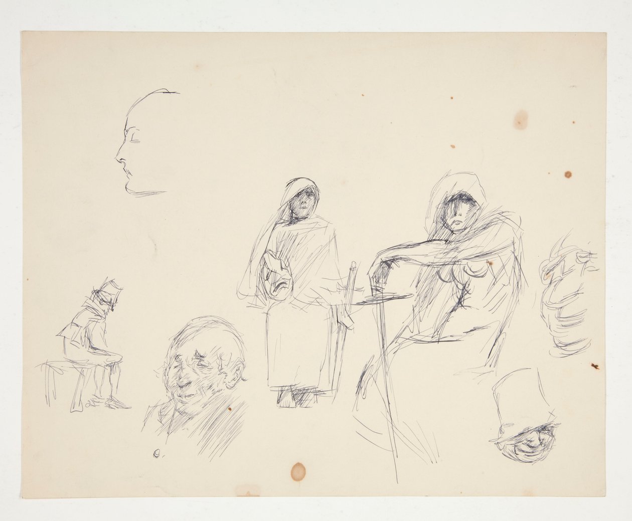 Ark med figurstudier af Edwin Austin Abbey