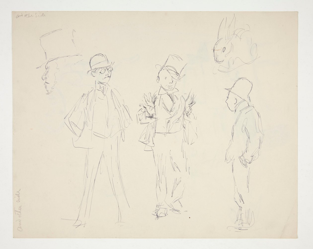 Ark med skitser af figurer af Edwin Austin Abbey