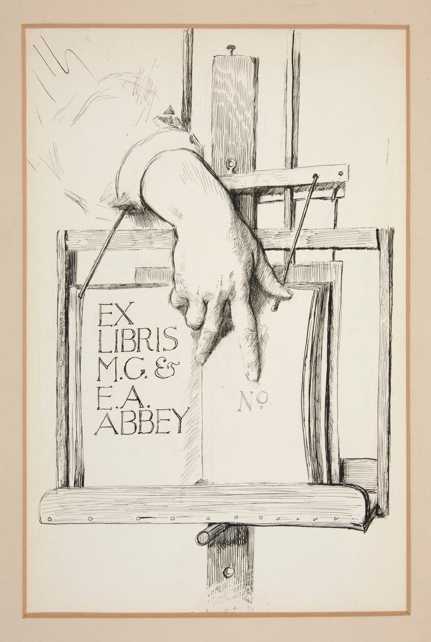 Skitse til Ex Libris: M.G. & E.A. Abbey af Edwin Austin Abbey