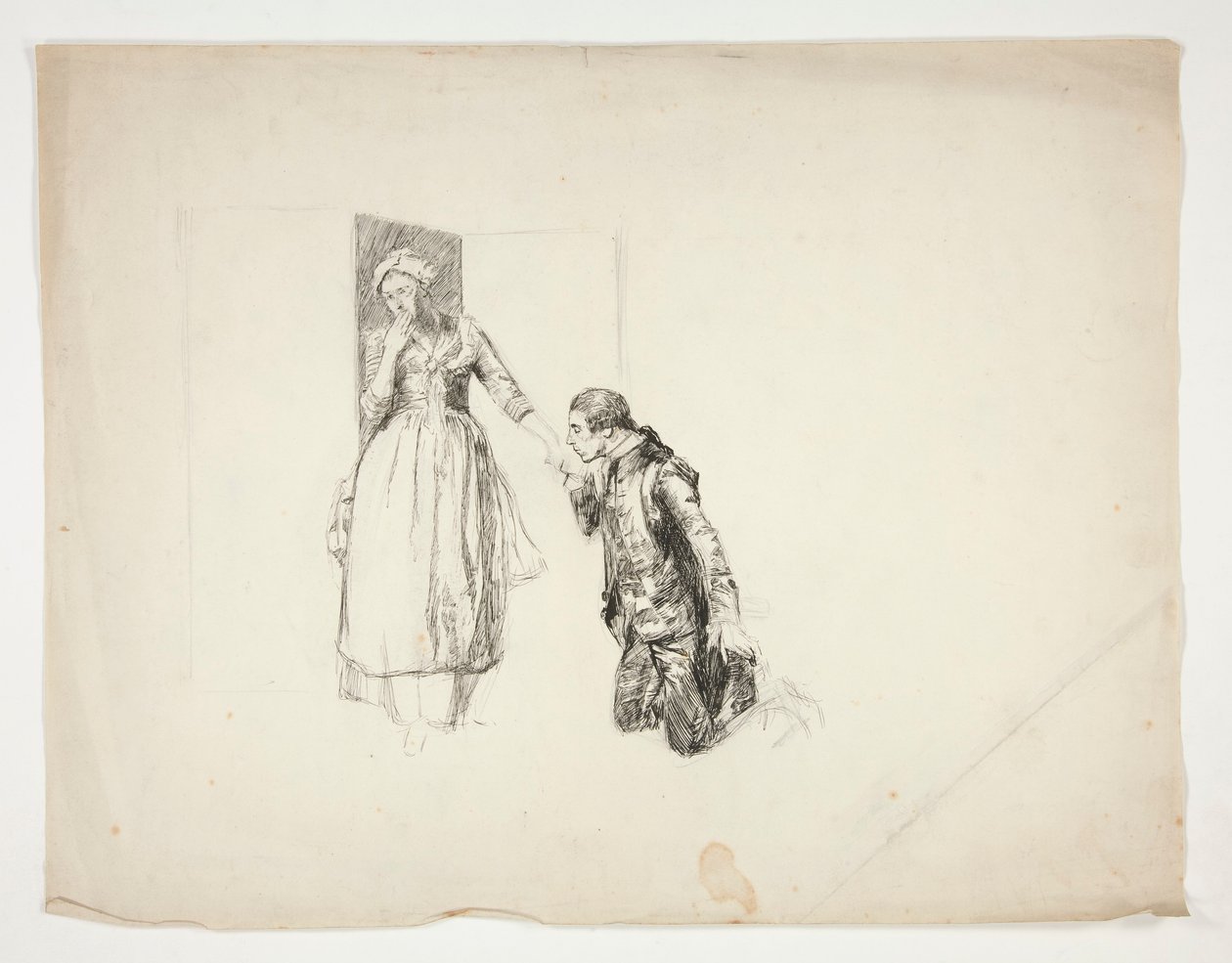 Skitse til Oliver Goldsmith af Edwin Austin Abbey