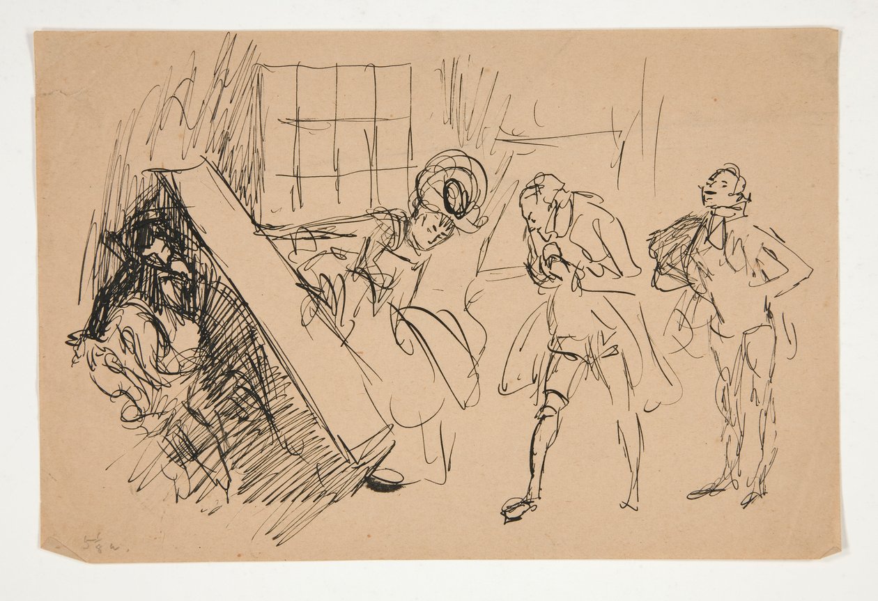 Skitse til School for Scandal, illustration til Scribner af Edwin Austin Abbey