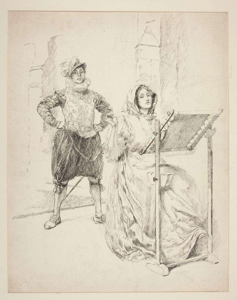 Skitse til påskeliljesangen af Edwin Austin Abbey