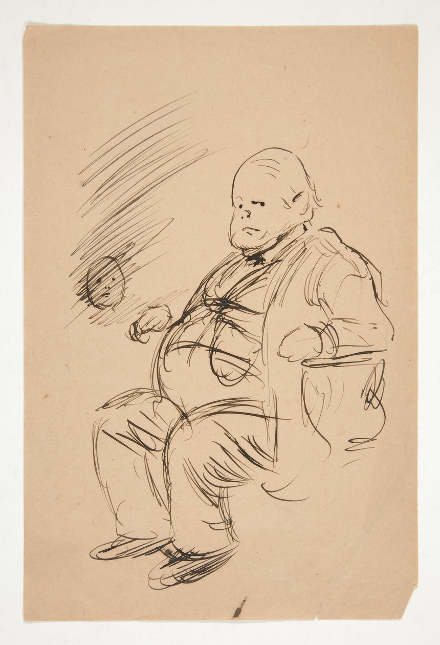 Skitse af en tyk mand, siddende af Edwin Austin Abbey