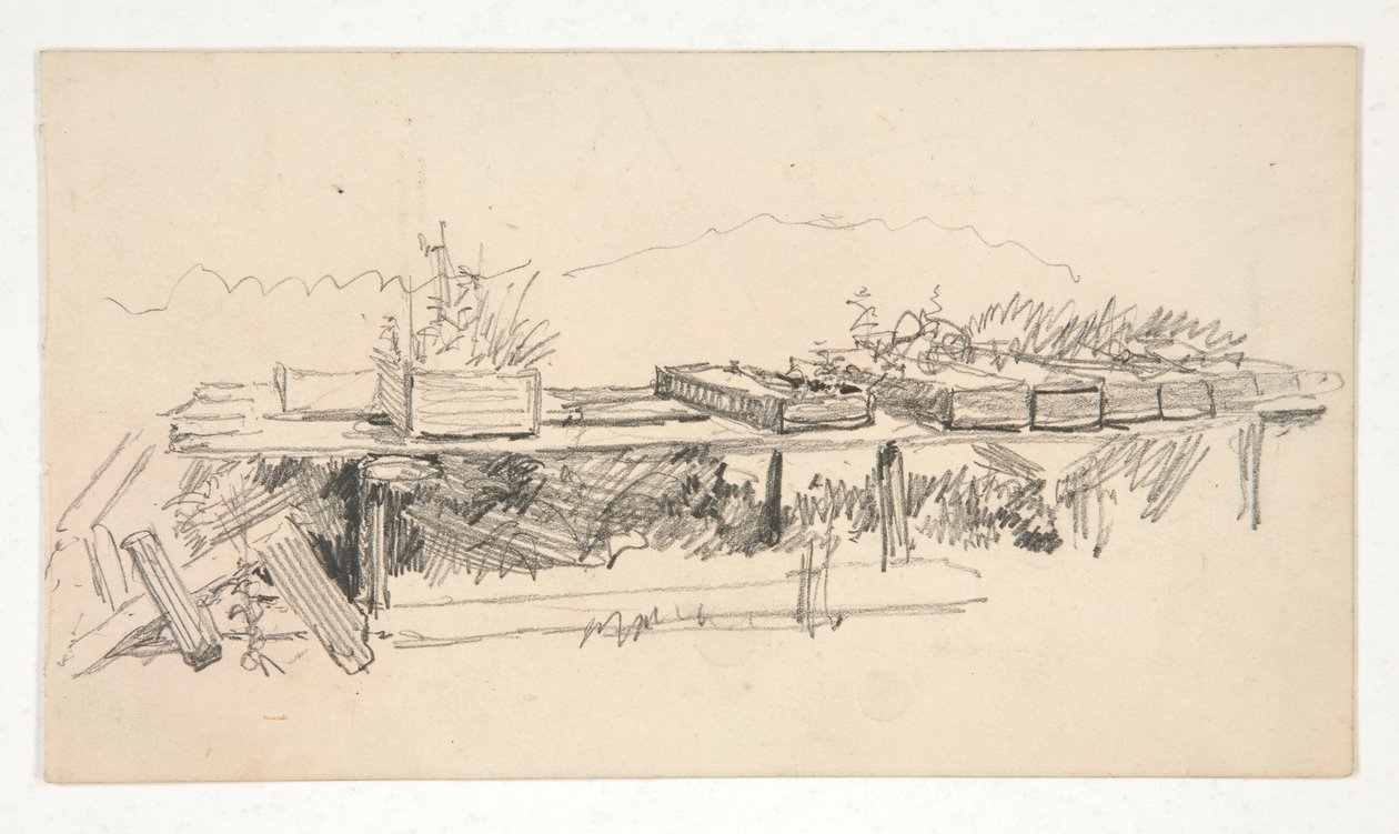 Skitse af en afsats med plantekasser af Edwin Austin Abbey