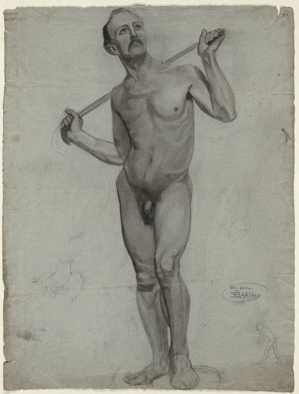 Skitse af en mandlig nøgen (studietegning) af Edwin Austin Abbey