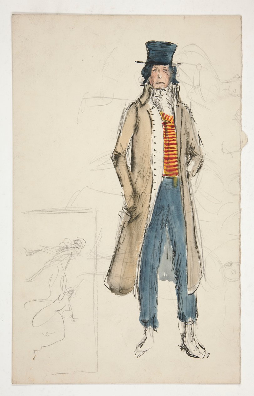 Skitse af en mand - kostumestudie for La Tosca(?) af Edwin Austin Abbey