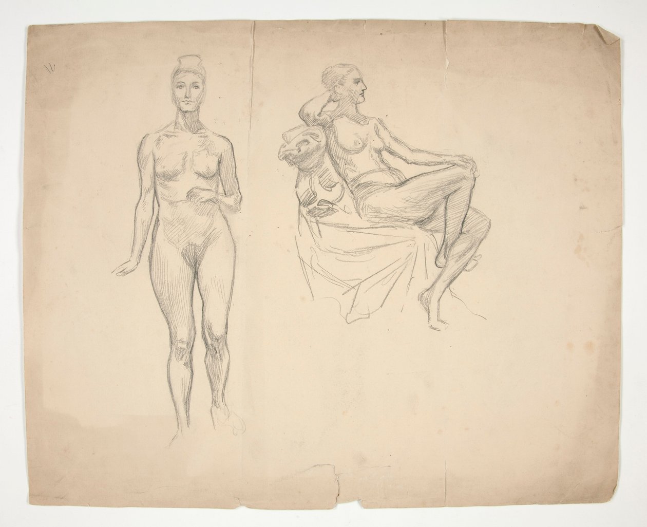 Skitse af en model i to stillinger af Edwin Austin Abbey