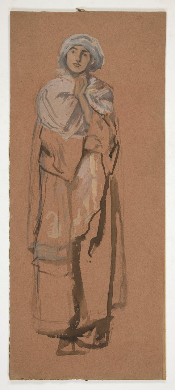 Skitse af en turbaniseret figur - uidentificeret illustration af Edwin Austin Abbey
