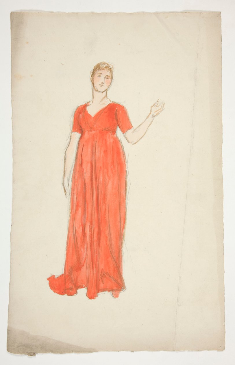 Skitse af en kvinde - kostumestudie til et teaterstykke? af Edwin Austin Abbey