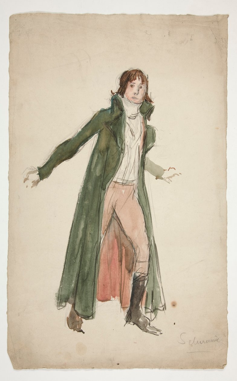 Skitse af en ung mand - studie til illustration til et teaterstykke? af Edwin Austin Abbey