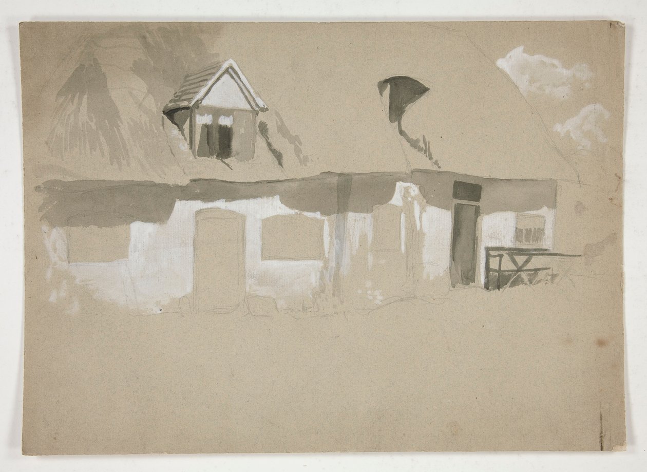 Skitse af eksteriør af et sommerhus af Edwin Austin Abbey