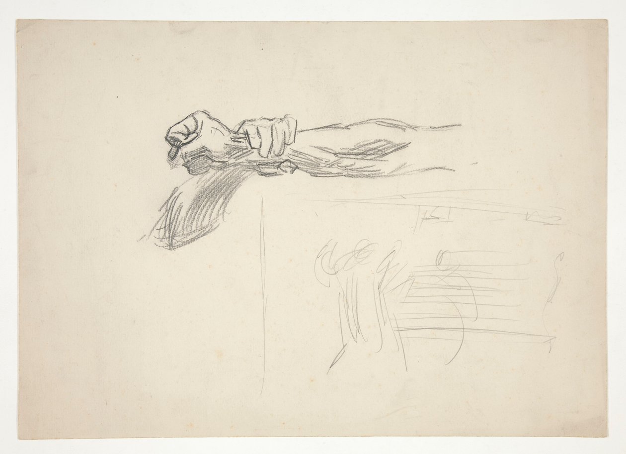 Skitse af to arme i kamp af Edwin Austin Abbey