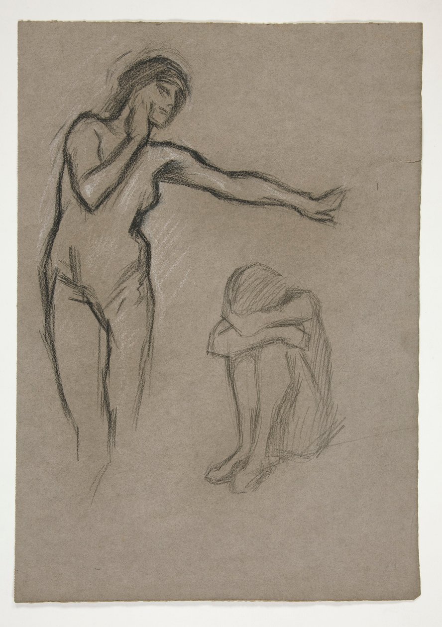 Skitse af to figurer af Edwin Austin Abbey