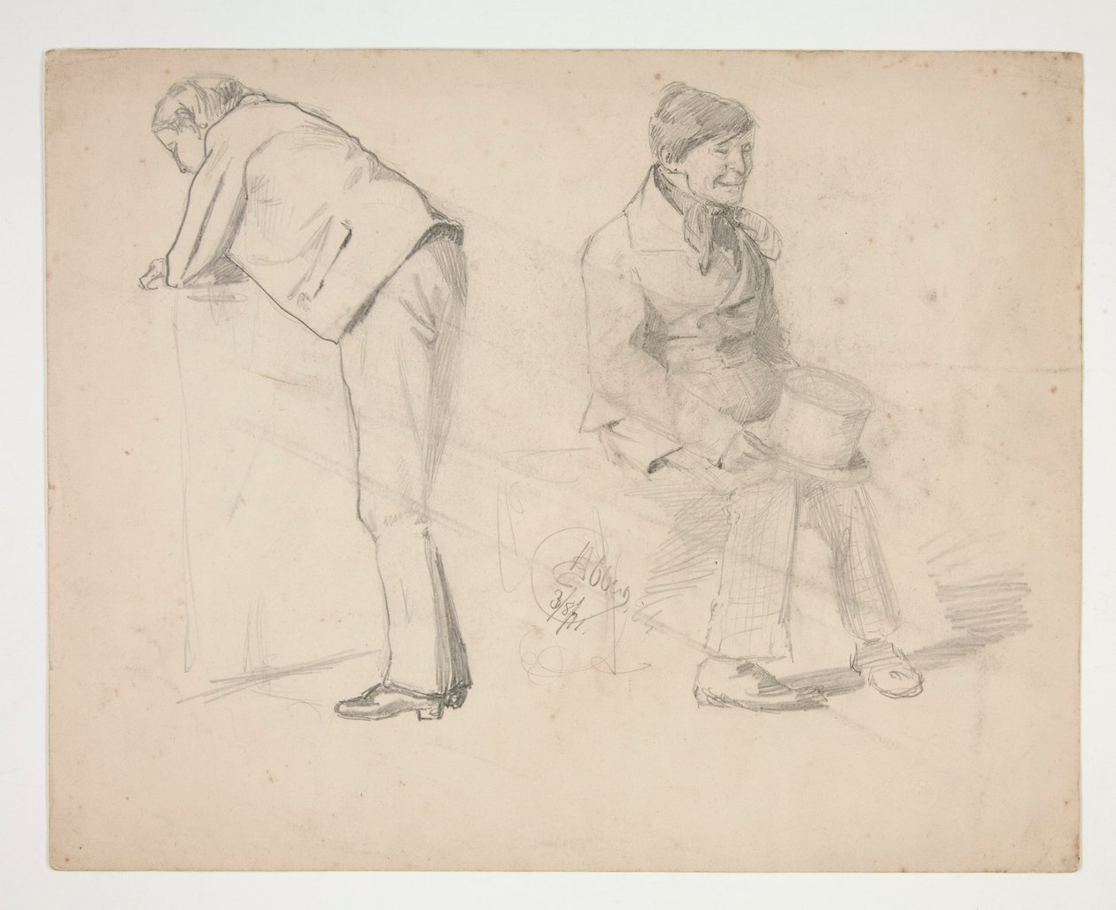 Skitse af to mænd - uidentificeret illustration af Edwin Austin Abbey