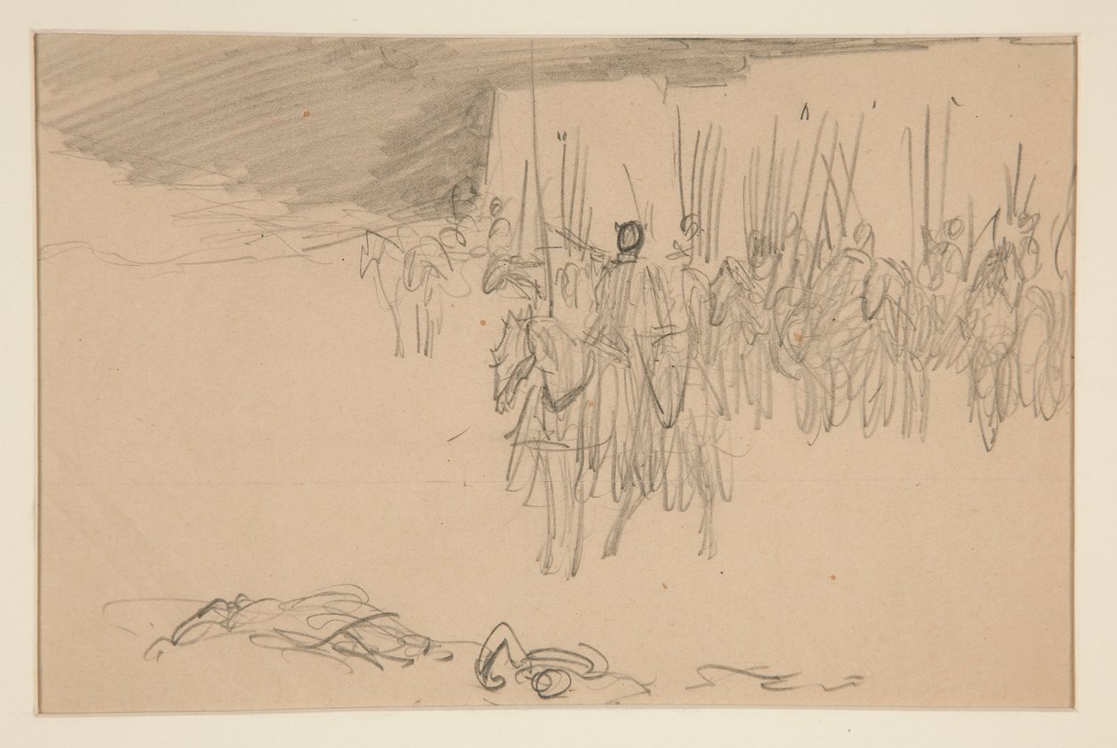 Soldat til hest - (uidentificeret illustration) af Edwin Austin Abbey