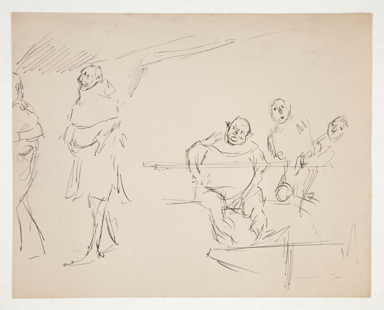 Studier til et uidentificeret Shakespeare-skuespil (Falstaff?) (recto and verso) af Edwin Austin Abbey