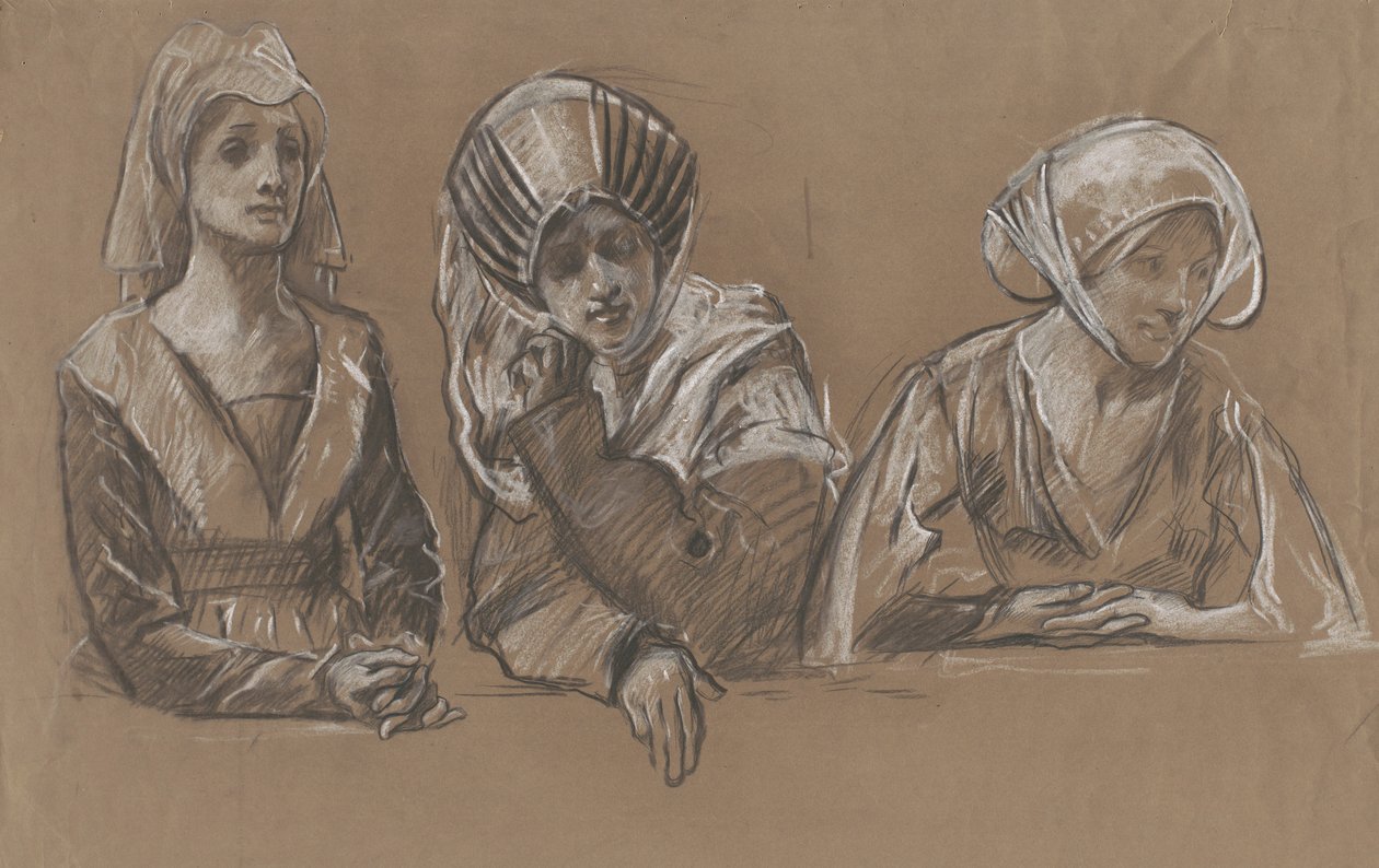 Studier af 3 kvinder til Den Kongelige Børs. af Edwin Austin Abbey