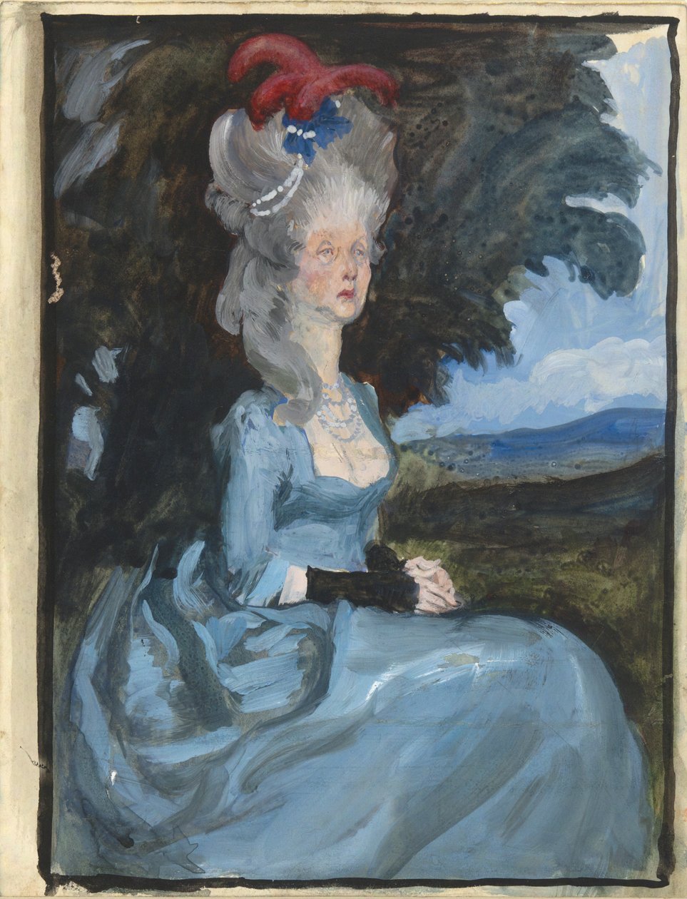 Studie for tante Stamtavle, fra Oliver Goldsmith af Edwin Austin Abbey