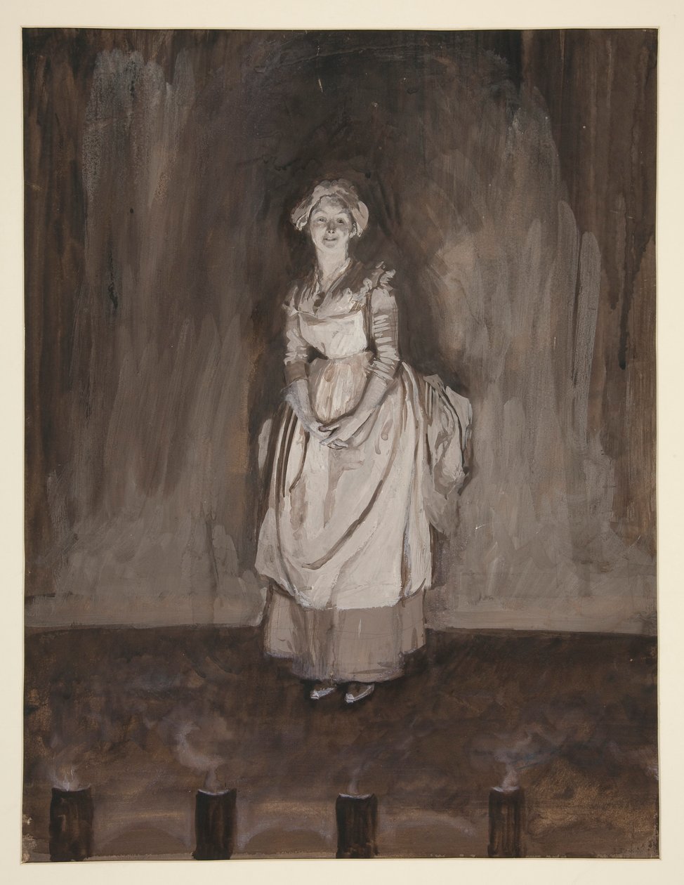 Studie til epilog, illustration til Oliver Goldsmith af Edwin Austin Abbey