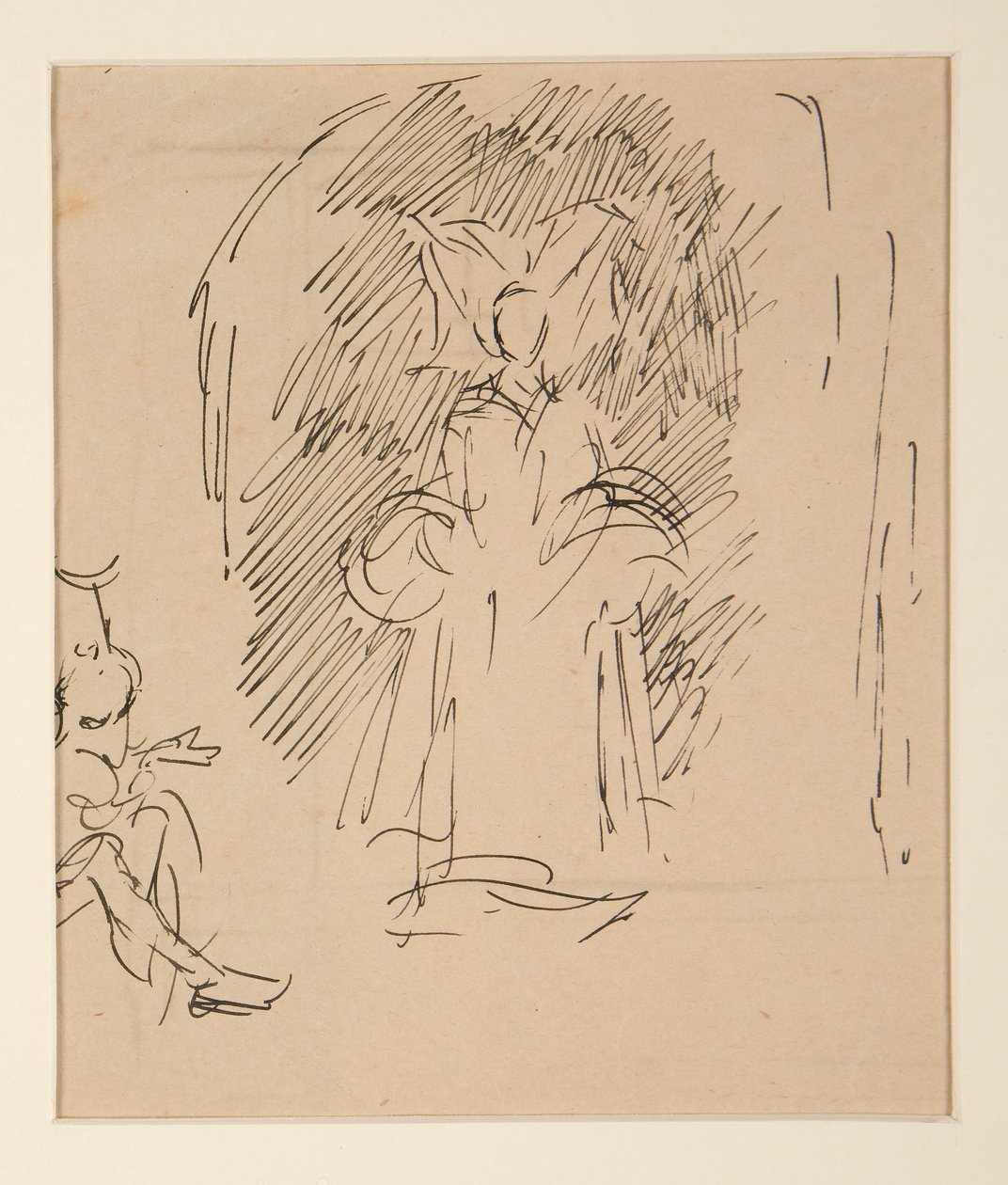 Studie for præst og den store dame (akvarel) af Edwin Austin Abbey