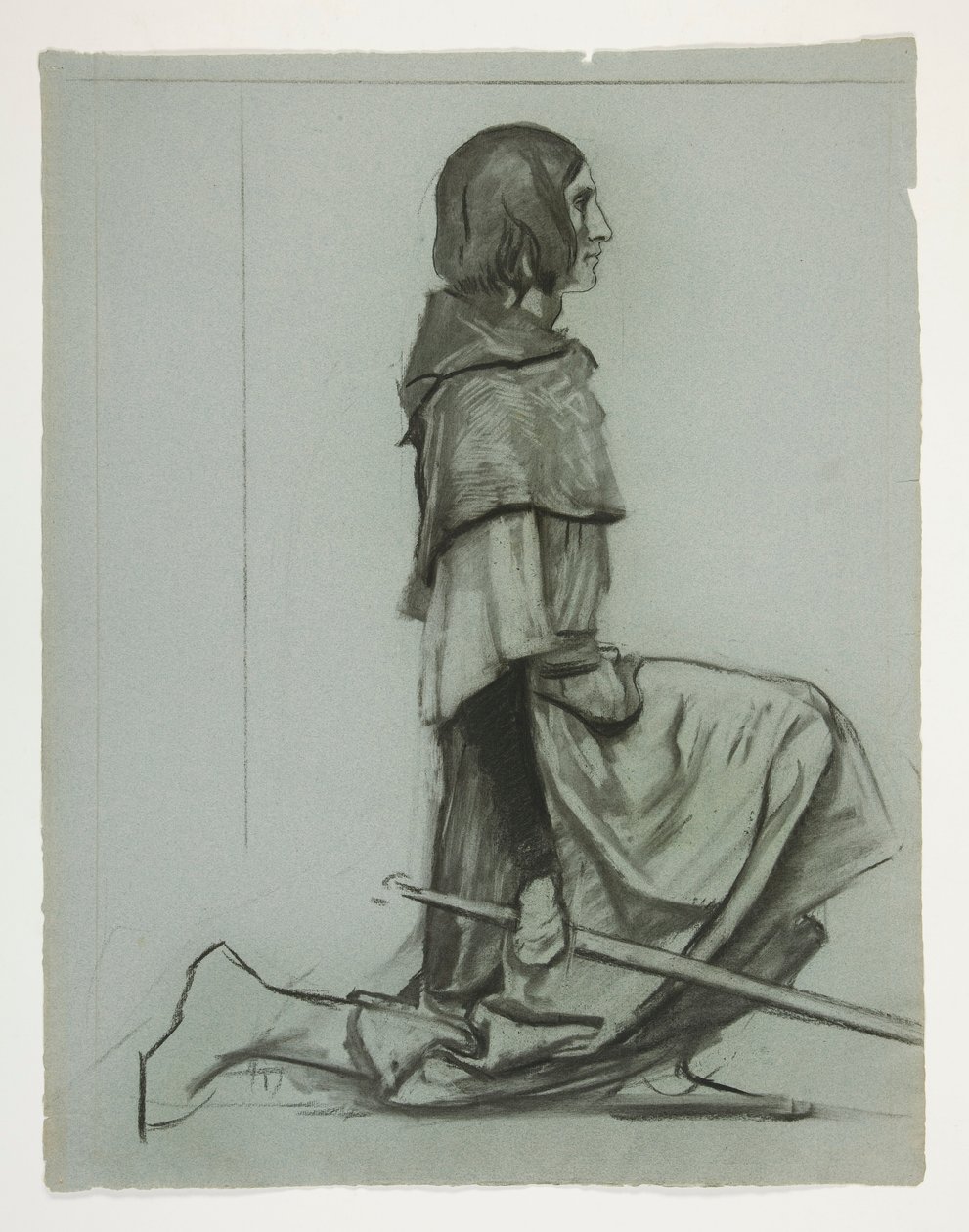 Studie til The Key to the Castle, fra The Quest of the Holy Grail (en serie på femten malerier til Boston Public Library, færdiggjort i 1901) af Edwin Austin Abbey