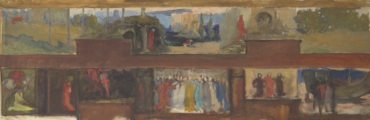 Studie for The Quest and Achievement of the Holy Grail, Book Delivery Room, Boston Public Library af Edwin Austin Abbey
