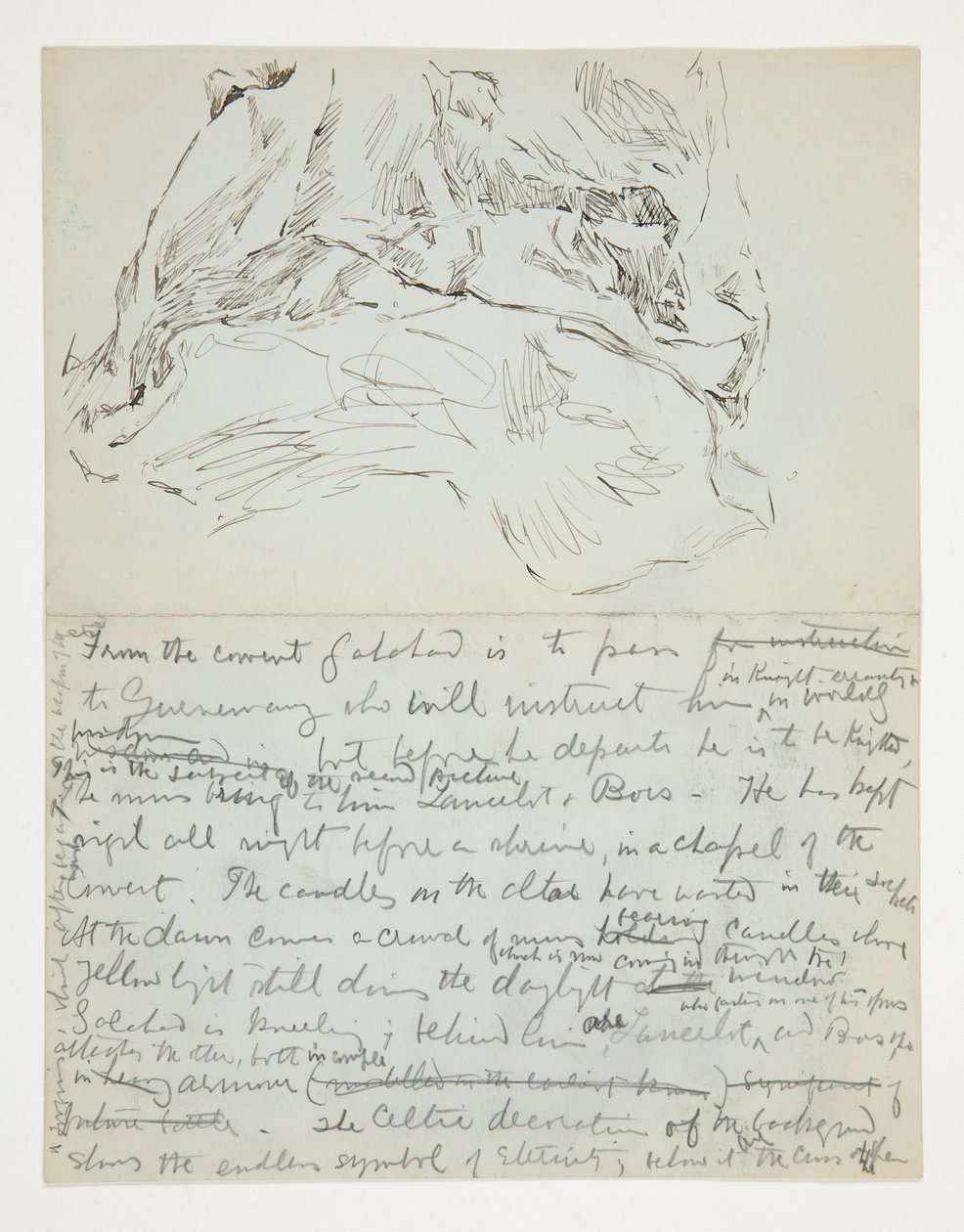 Studie til The Quest of the Holy Grail (serie på femten malerier til Boston Public Library, afsluttet i 1901): undersøgelse af draperi af Edwin Austin Abbey