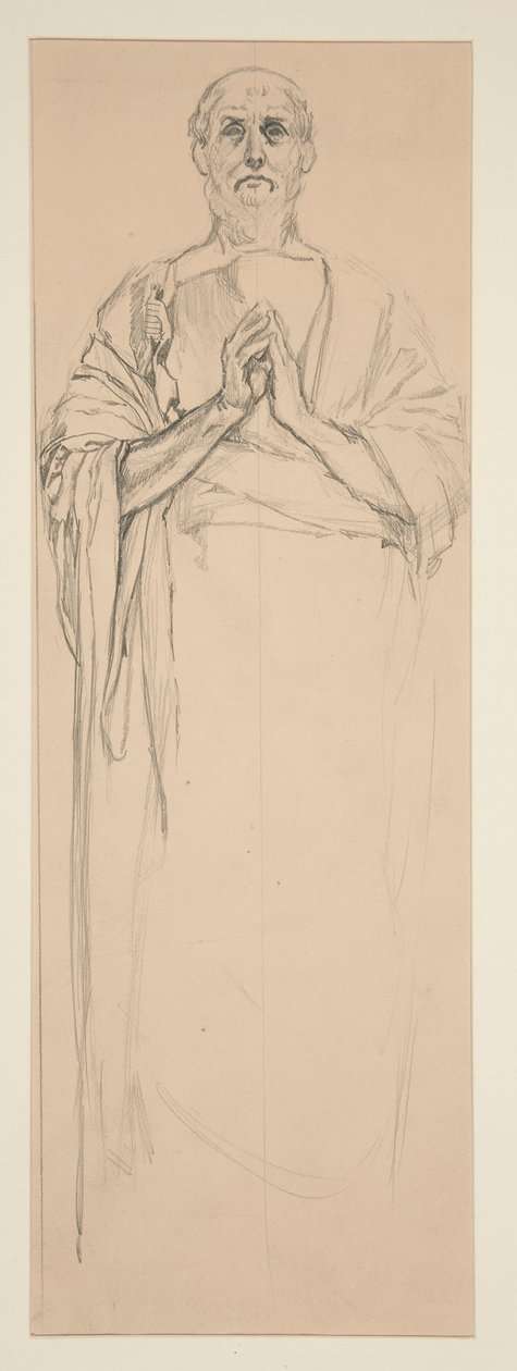 Studie til et farvet glasvindue, der forestiller St. Peter, Paris af Edwin Austin Abbey