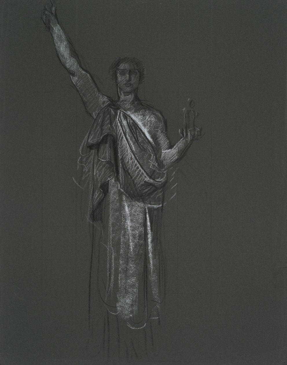 Studie for allegorisk kunstfigur, rondel i rotunden i Pennsylvania State Capitol Building, Harrisburg, 1902-1911 af Edwin Austin Abbey