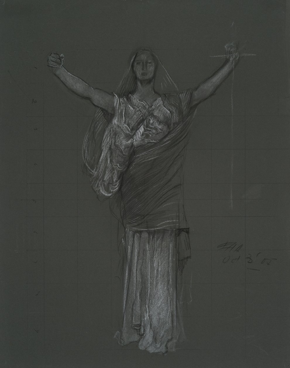 Studie for allegorisk lovfigur, rondel i rotunden i Pennsylvania State Capitol Building, Harrisburg, 1902-1911 af Edwin Austin Abbey