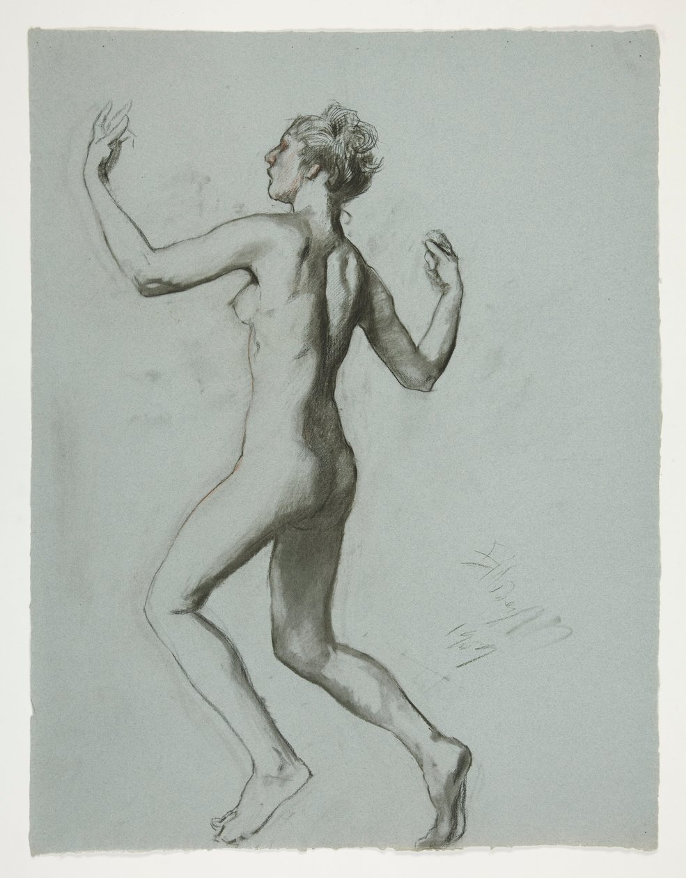 Undersøgelse for figur 10 om morgenen af Edwin Austin Abbey