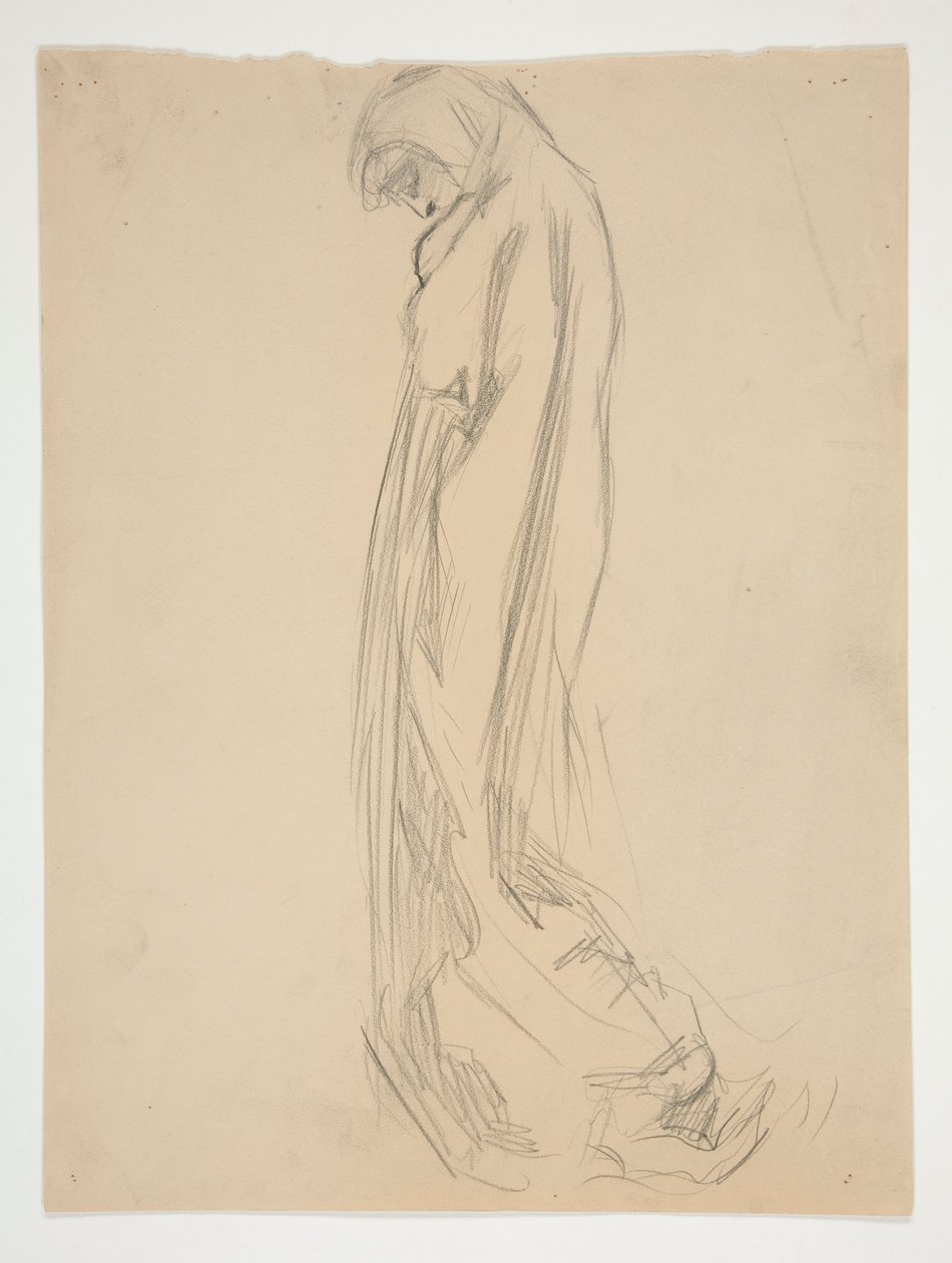 Undersøgelse for figur af 10 pm in af Edwin Austin Abbey