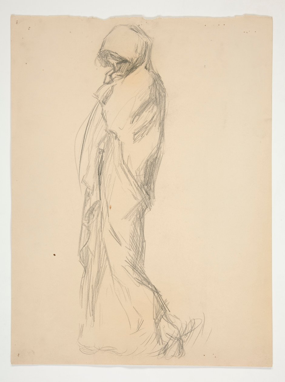 Undersøgelse for figur på 23:00(?) in af Edwin Austin Abbey