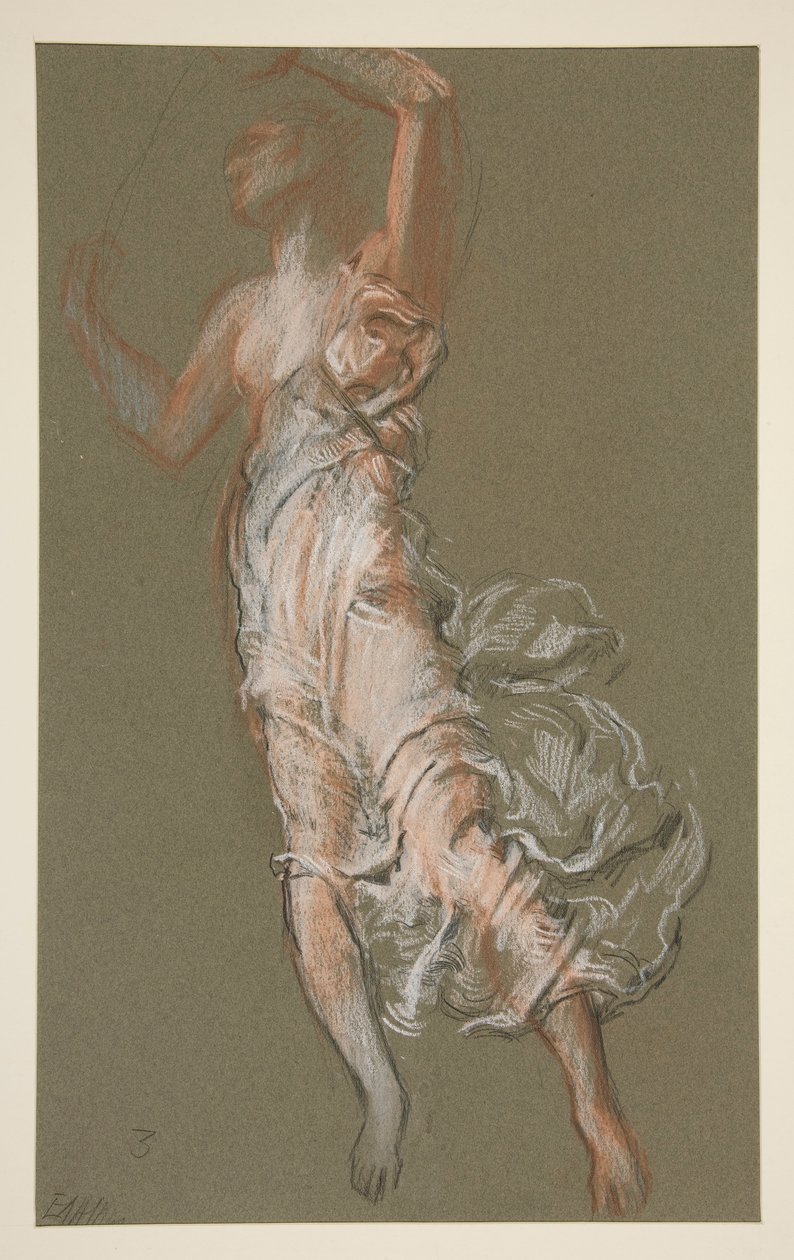 Undersøgelse for figur af 15:00 in af Edwin Austin Abbey