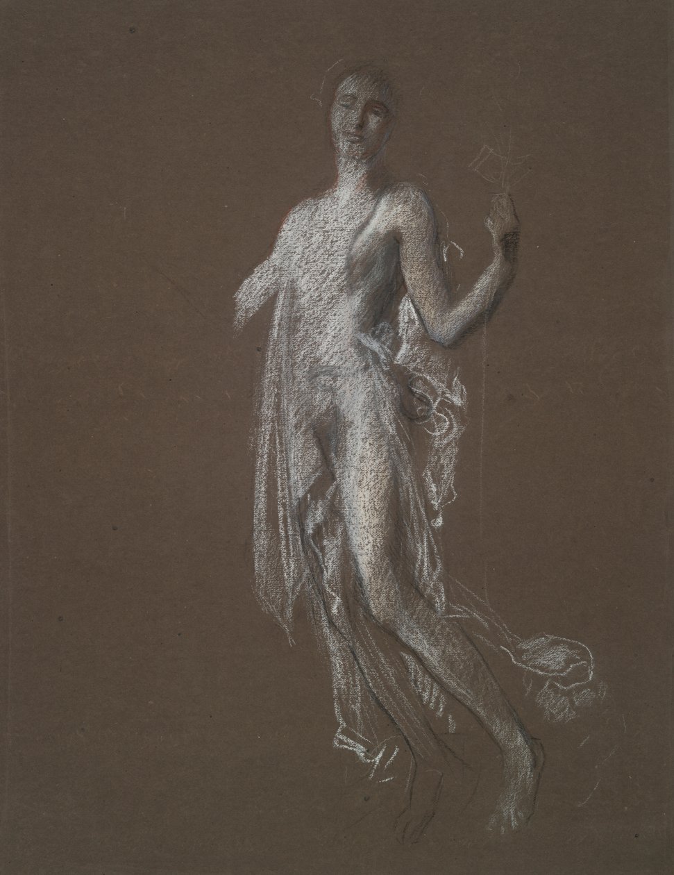 Undersøgelse for figur på 5 am(?) in af Edwin Austin Abbey