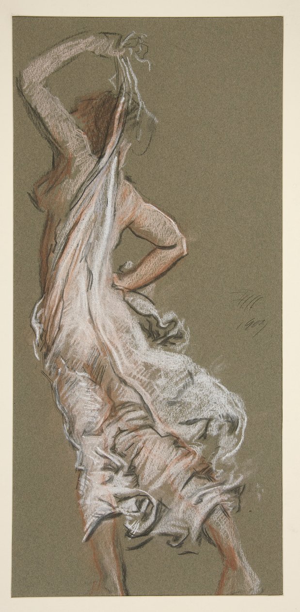 Undersøgelse for figur af 5 pm in af Edwin Austin Abbey