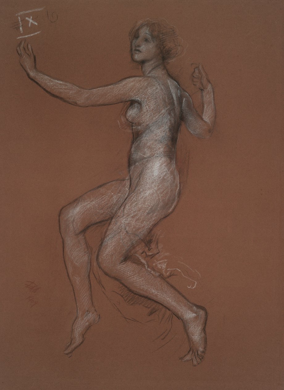 Undersøgelse for figur af 9 am for af Edwin Austin Abbey
