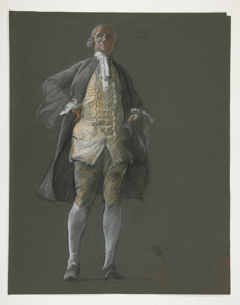 Undersøgelse for figur af repræsentanten Robert Morris i af Edwin Austin Abbey