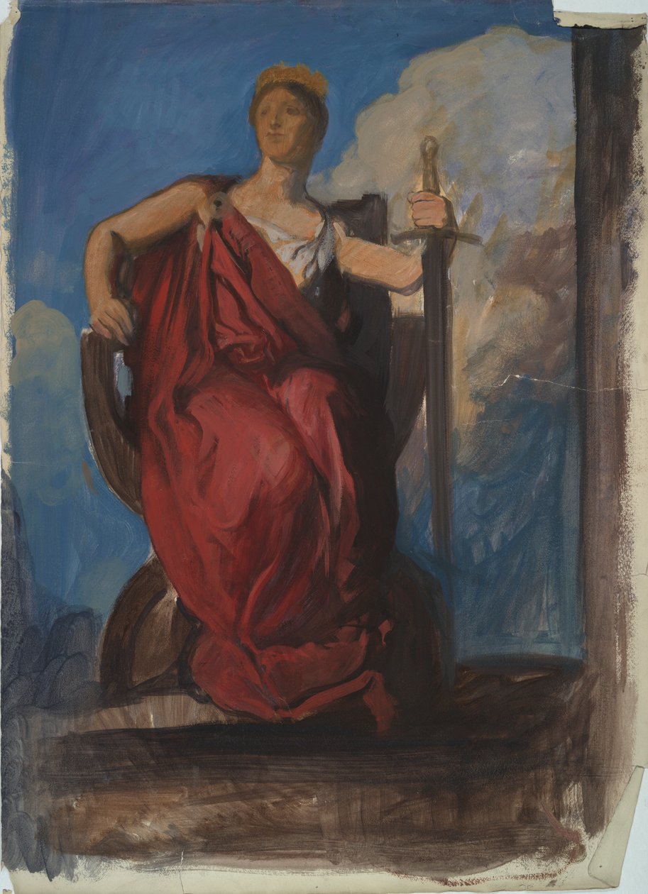 Undersøgelse for figur af The Genius of Pennsylvania i af Edwin Austin Abbey
