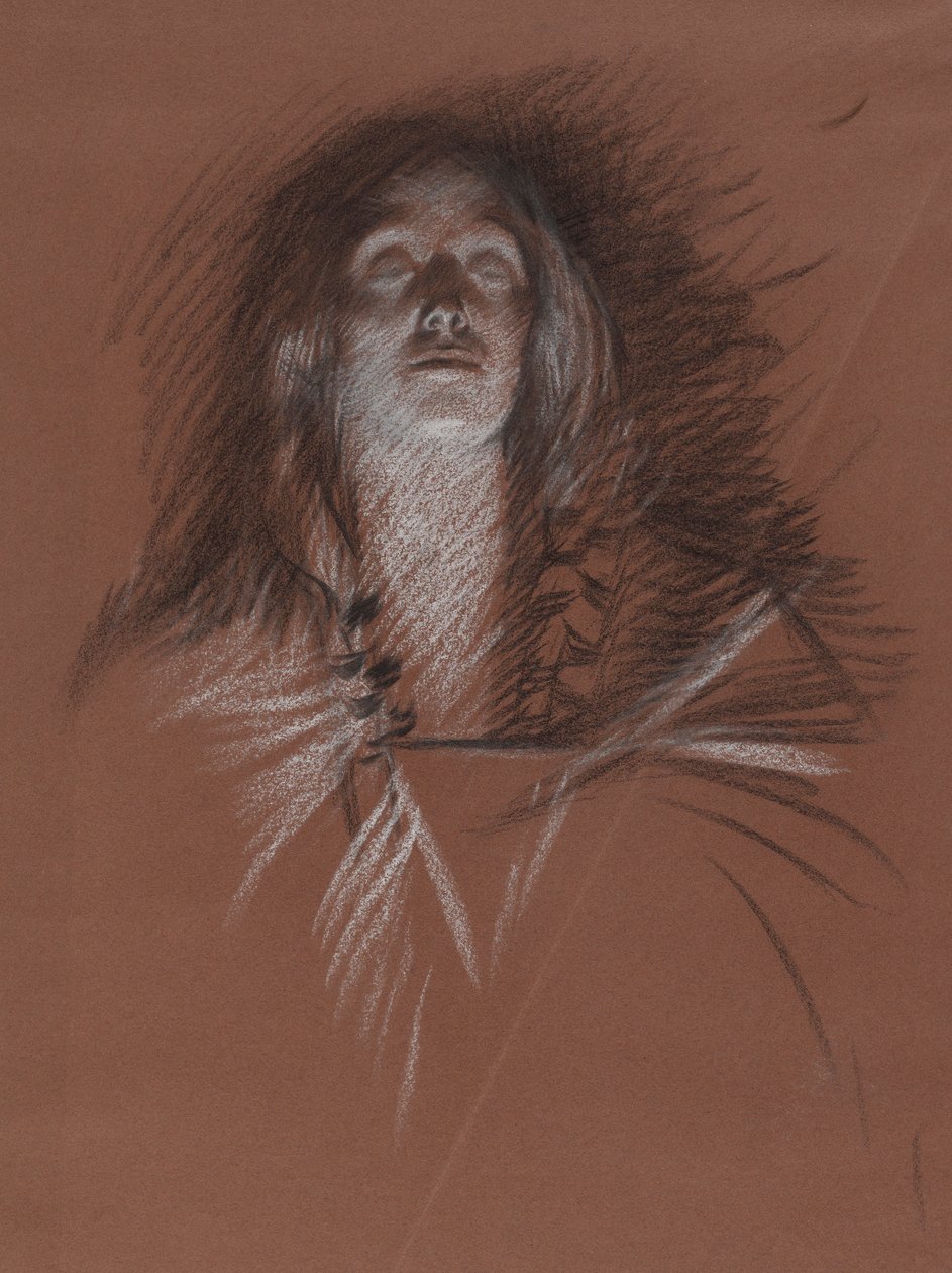Studie til leder af en keltisk kvinde, fra The Play Scene, Hamlet, akt 3, scene 2 af Edwin Austin Abbey