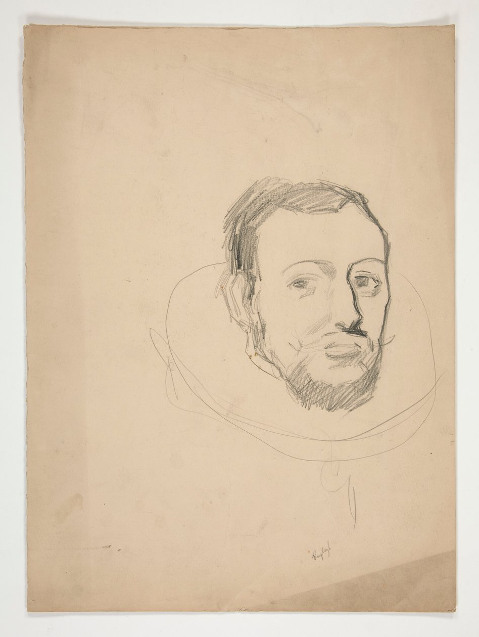 Studie til leder af en mand: skitse til vægmaleri til statens hovedbygning i Harrisburg, Pennsylvania, 1902-1911 (fuldført af John Singer Sargent) af Edwin Austin Abbey